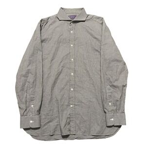 Ralph Lauren Purple Label Sartorial Shirt Mens 17 Black White Houndstooth Italy